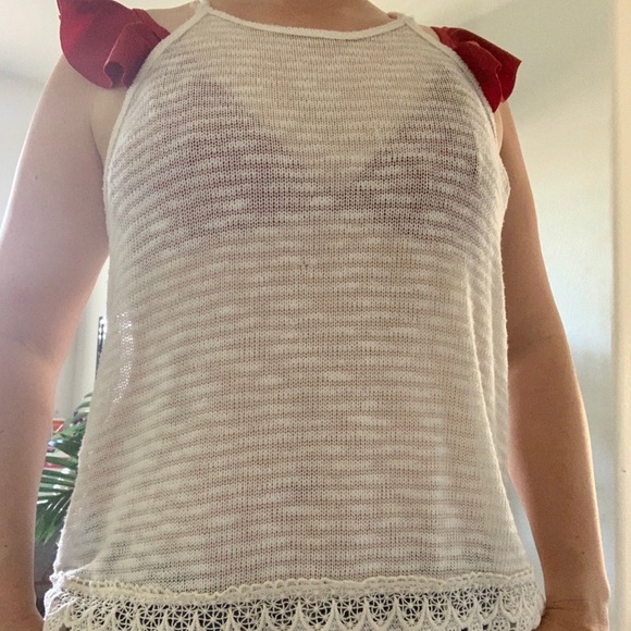 Knit creamy white tank top boho - Picture 7 of 8